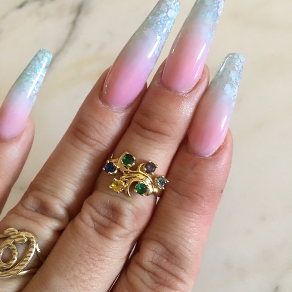 10k  gold 6 stones mother’s  ring size 6 - Picture 3 of 7